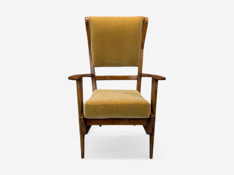 Italian Modern, Stained Wood, Camel Mohair, Lounge Chair, Italy, 1950s - 3