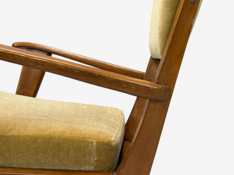 Italian Modern, Stained Wood, Camel Mohair, Lounge Chair, Italy, 1950s - 7