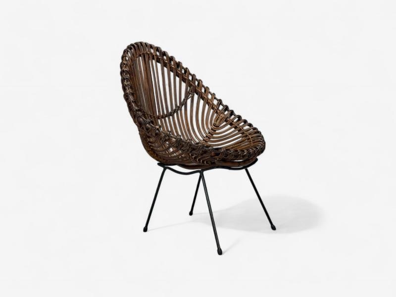 Italian Modern, Metal, Bamboo, Rattan, Lounge Chairs, Italy, 1950s - 7