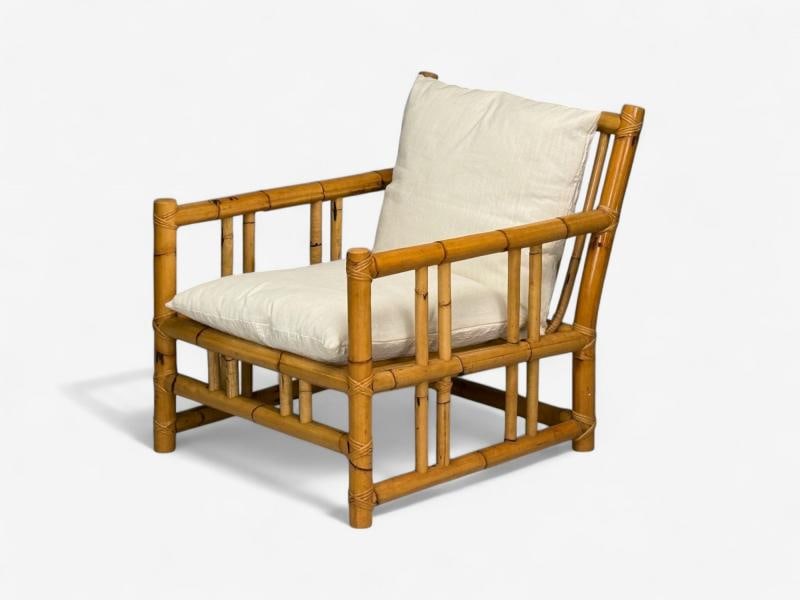 Italian Modern, Indian Cane, Bamboo, Lounge Chairs, Italy, 1960s - 6
