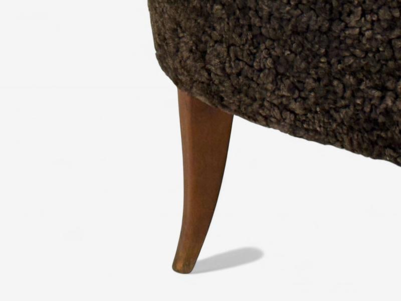 Italian Modern, Espresso Shearling, Walnut, Organic Lounge Chairs, Italy, 1950s - 11