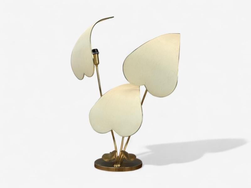 Italian Modern, Gilt Iron, Fabric, Large Table Lamp, Italy, 1970s - 2