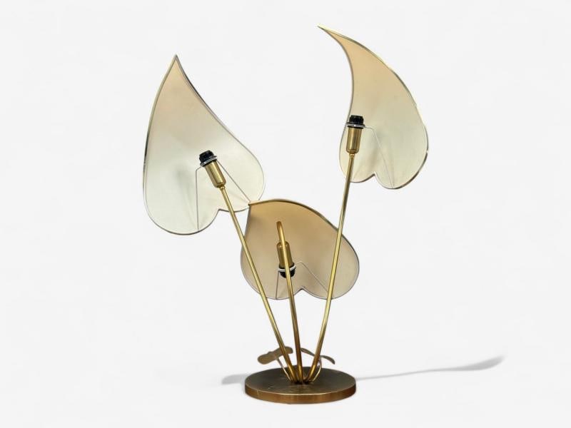 Italian Modern, Gilt Iron, Fabric, Large Table Lamp, Italy, 1970s - 5