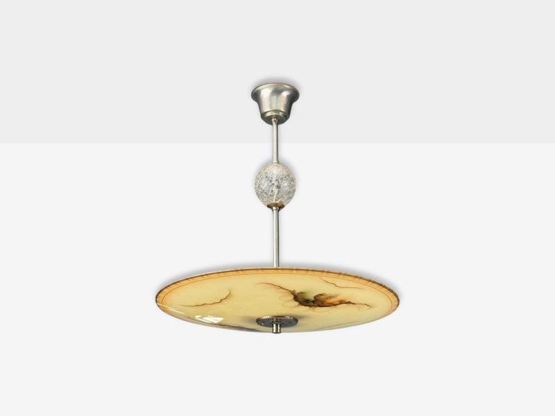 Swedish Modern, Glass, Metal, Pendant Light, Sweden, 1940s - 2