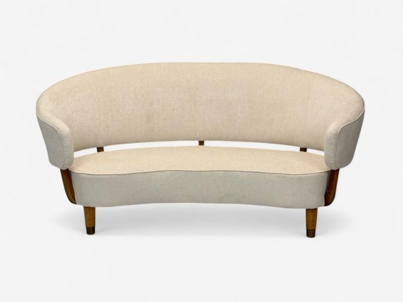 Aage Sattrup, Beech, Fabric, Rare Floating Sofa, Denmark, 1950s - 3