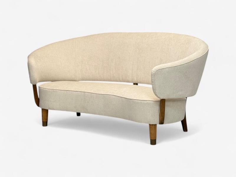 Aage Sattrup, Beech, Fabric, Rare Floating Sofa, Denmark, 1950s - 4