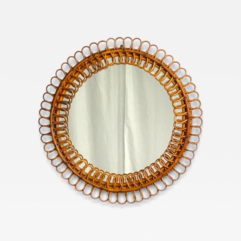 Franco Albini attr., Italian Modern, Bamboo, Cane, Wall Mirror, Italy, 1950s (1 of 7)