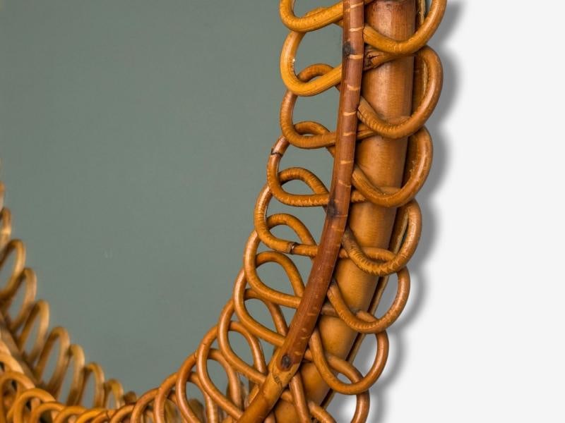 Franco Albini attr., Italian Modern, Bamboo, Cane, Wall Mirror, Italy, 1950s - 3