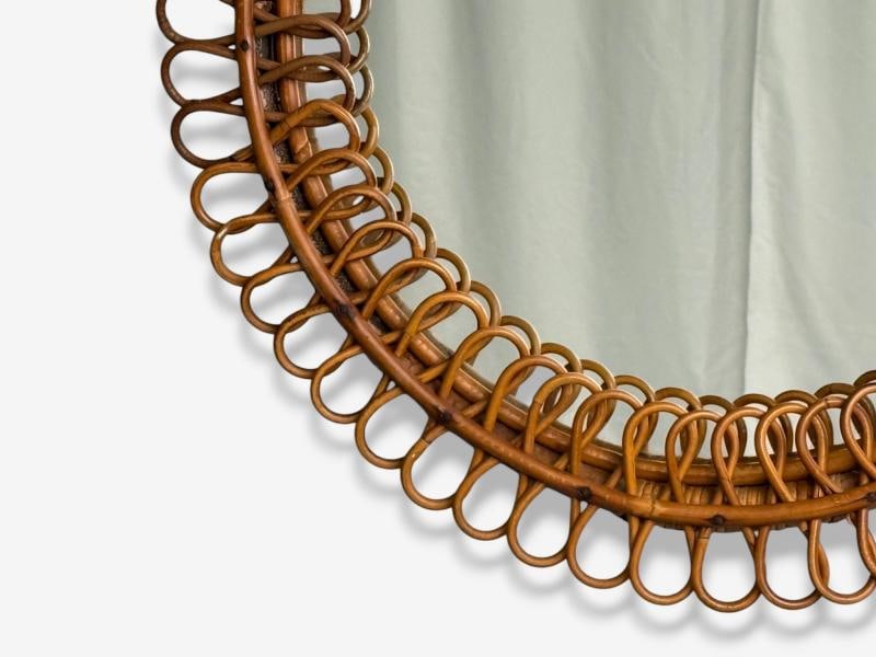 Franco Albini attr., Italian Modern, Bamboo, Cane, Wall Mirror, Italy, 1950s - 5