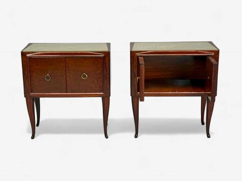 Osvaldo Borsani attr., Exotic Wood, Glass, Brass, Nightstands, Italy, 1960s - 7