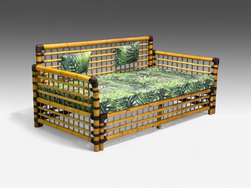 Studio Smania, Italian Modern, Bamboo, Cane, Fabric, Sofa, Italy, 1970s - 2