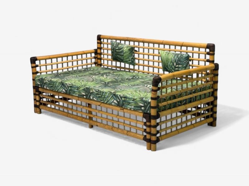 Studio Smania, Italian Modern, Bamboo, Cane, Fabric, Sofa, Italy, 1970s - 4