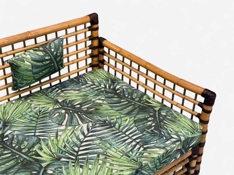 Studio Smania, Italian Modern, Bamboo, Cane, Fabric, Sofa, Italy, 1970s - 6