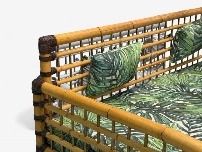 Studio Smania, Italian Modern, Bamboo, Cane, Fabric, Sofa, Italy, 1970s - 8