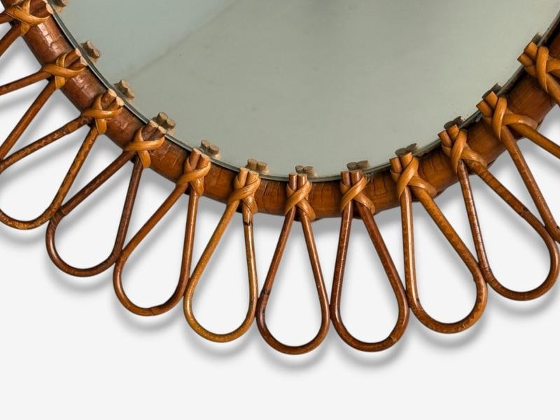 Italian Modern, Bamboo, Cane, Oval Wall Mirror, Italy, 1950s - 7