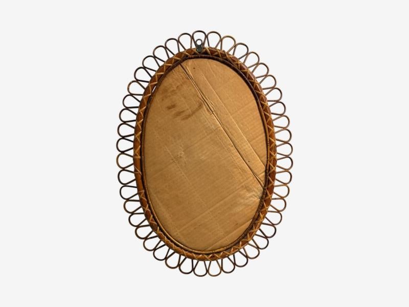 Italian Modern, Bamboo, Cane, Oval Wall Mirror, Italy, 1950s - 9
