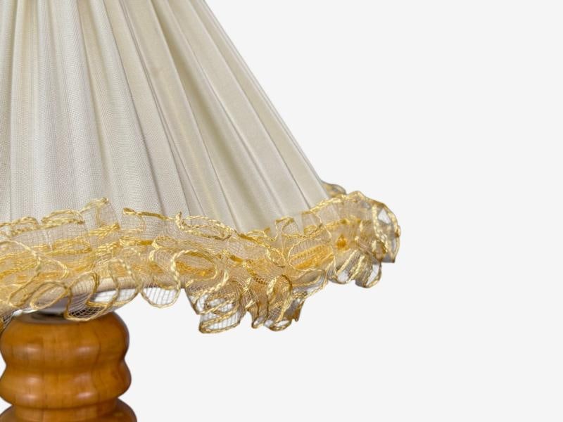 Swedish Modern, Turned Birch, Silk, Table Lamp, Sweden, 1960s - 7