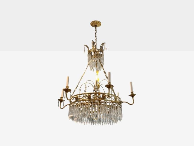 Russian Neoclassical, Bronze, Crystal, Chandelier, Italy, 1950s - 2