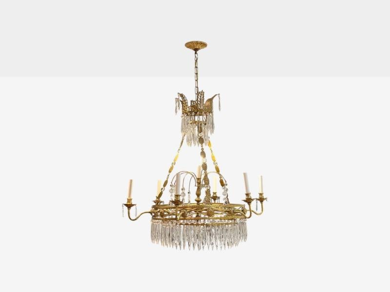 Russian Neoclassical, Bronze, Crystal, Chandelier, Italy, 1950s - 3