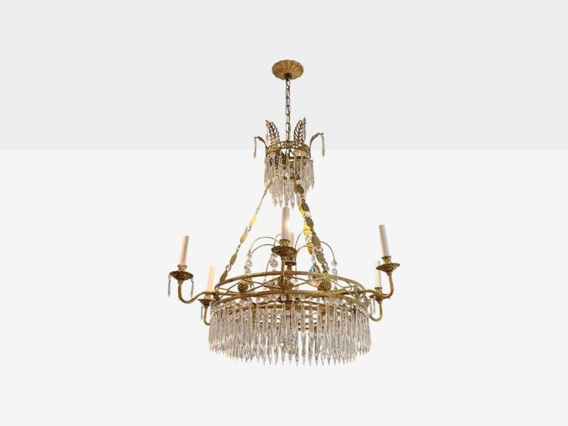 Russian Neoclassical, Bronze, Crystal, Chandelier, Italy, 1950s - 4
