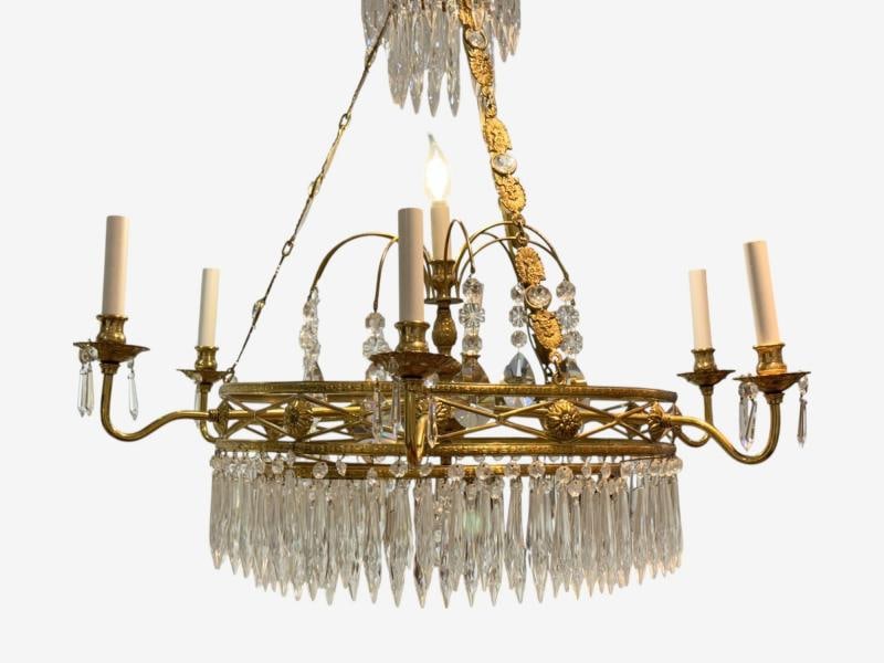 Russian Neoclassical, Bronze, Crystal, Chandelier, Italy, 1950s - 5