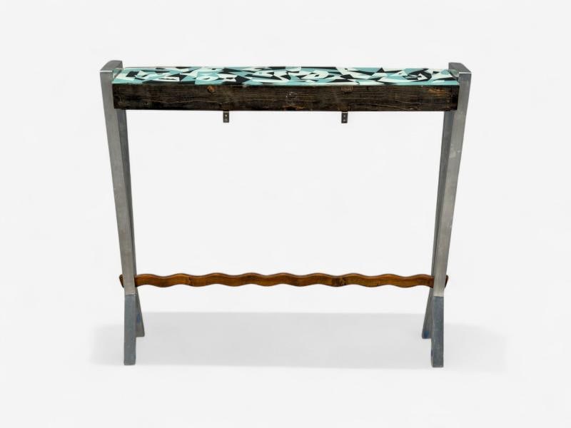 Italian Modern, Painted Glass, Ash Wood, Metal, Console Table, Italy, 1960s - 10