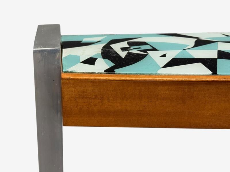 Italian Modern, Painted Glass, Ash Wood, Metal, Console Table, Italy, 1960s - 6