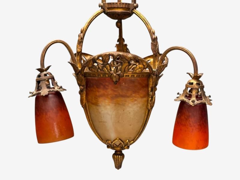 Muller Frères, French Art Deco, Bronze, Glass, Chandelier, France, 1920s - 10