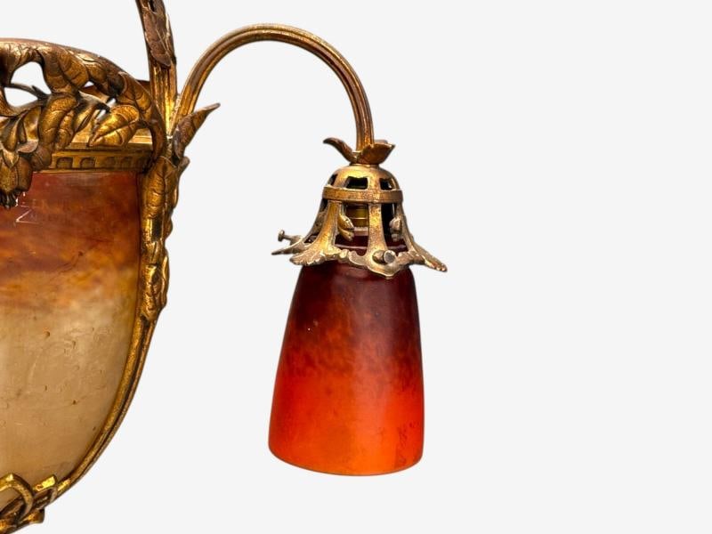 Muller Frères, French Art Deco, Bronze, Glass, Chandelier, France, 1920s - 9