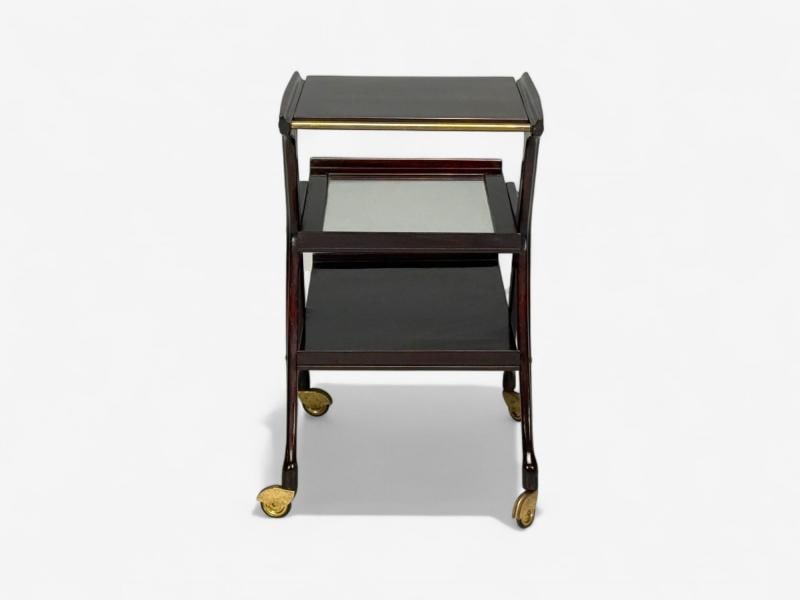 Ico Parisi Style, Italian Modern, Wood, Brass, Glass, Bar Cart, Italy, 1950s - 11