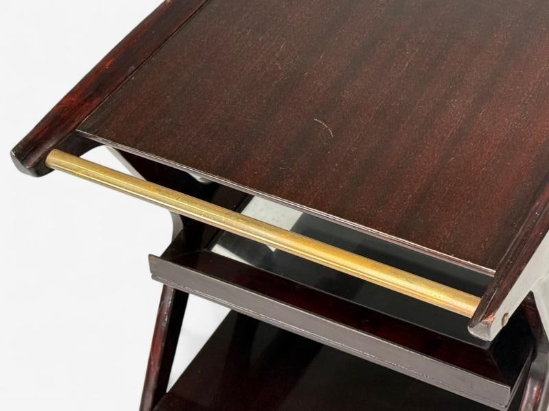 Ico Parisi Style, Italian Modern, Wood, Brass, Glass, Bar Cart, Italy, 1950s - 12