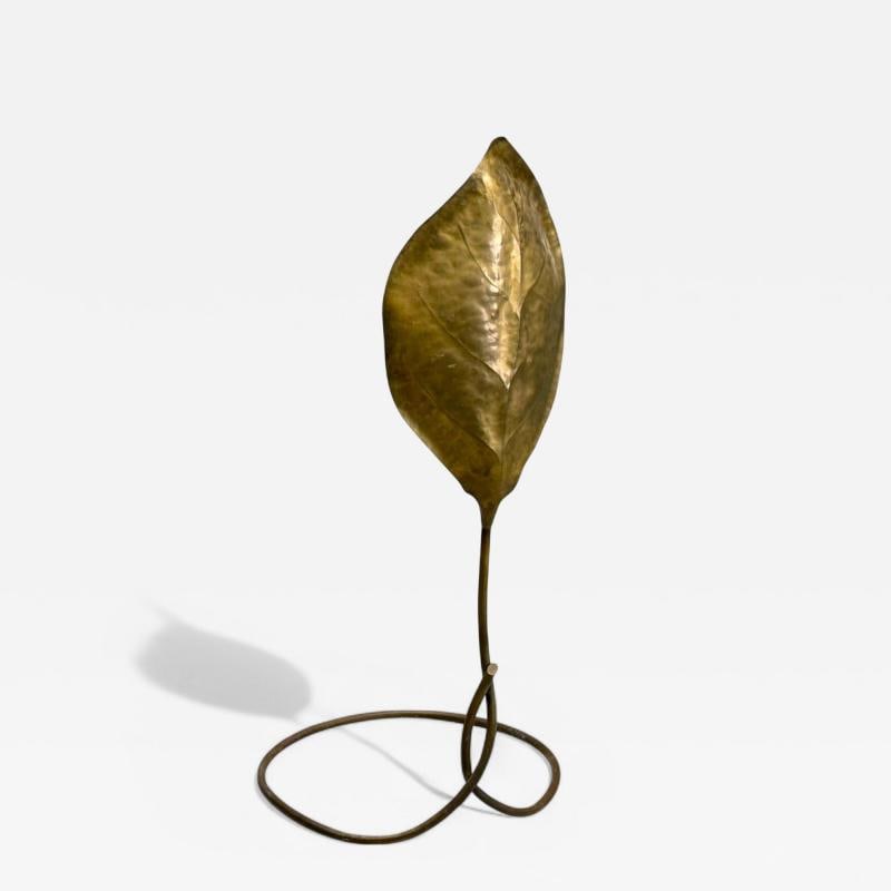 Tomasso Barbi, Patinated Brass, Ginko Leaf Floor Lamp, Italy, 1970s: Title: Tomasso Barbi, Patinated Brass, Ginko Leaf Floor Lamp, Italy, 1970s Description: Tomasso Barbi, Italian Mid-Century Modern, Patinated Brass, Ginkgo Leaf Floor Lamp, Italy, 1970s A ginkgo leaf