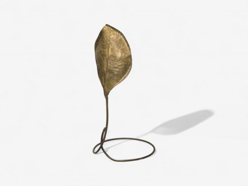 Tomasso Barbi, Patinated Brass, Ginko Leaf Floor Lamp, Italy, 1970s - 2