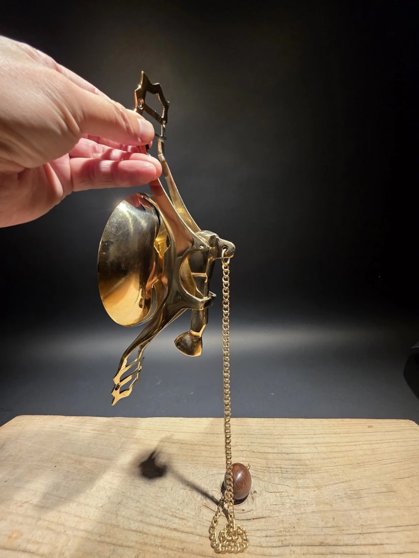 11" Wall Mount Brass Pull Chain Door Bell - 7