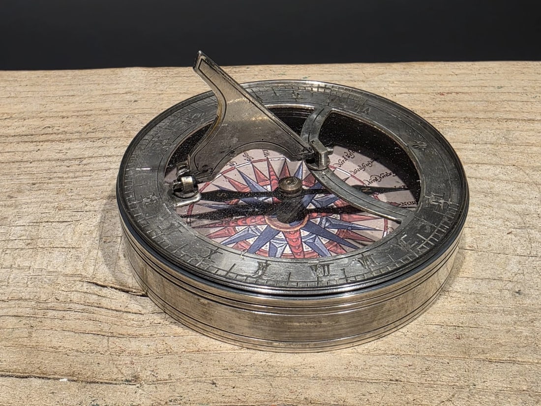 Silver Plated Bronze Sundial Compass - 2
