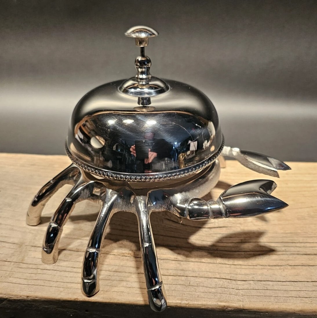 Silver Brass Crab Table or Floor Desk Bell - 2