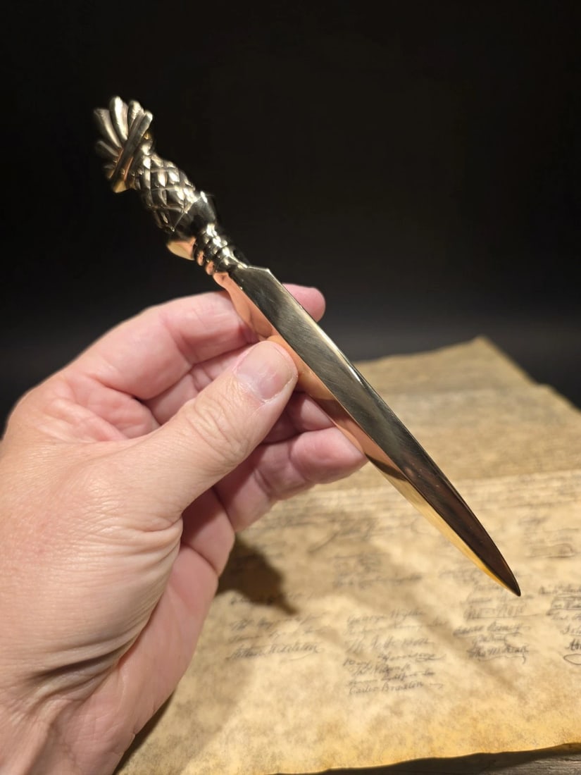 Brass Pineapple Handle Letter Opener - 4