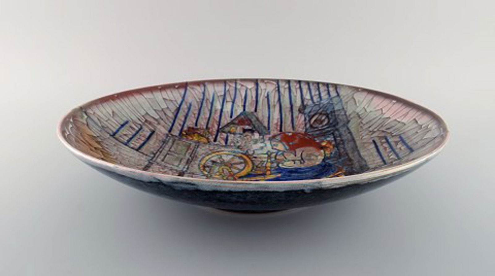Michael Andersen, Denmark. Large bowl in glazed ceramics with weaver. Beautiful crackled glaze. - 2