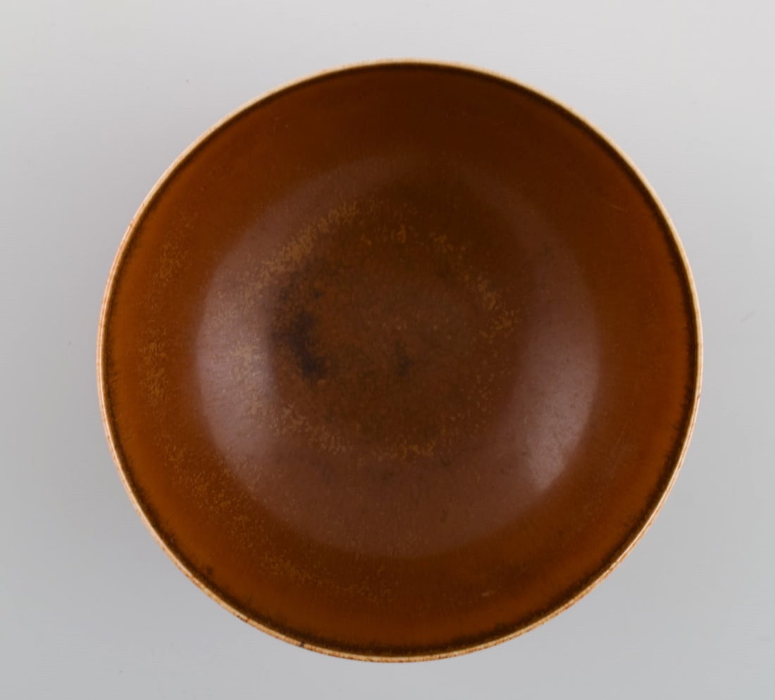 Saxbo bowl in glazed stoneware. Beautiful glaze in brown shades. Mid-20th century. - 4