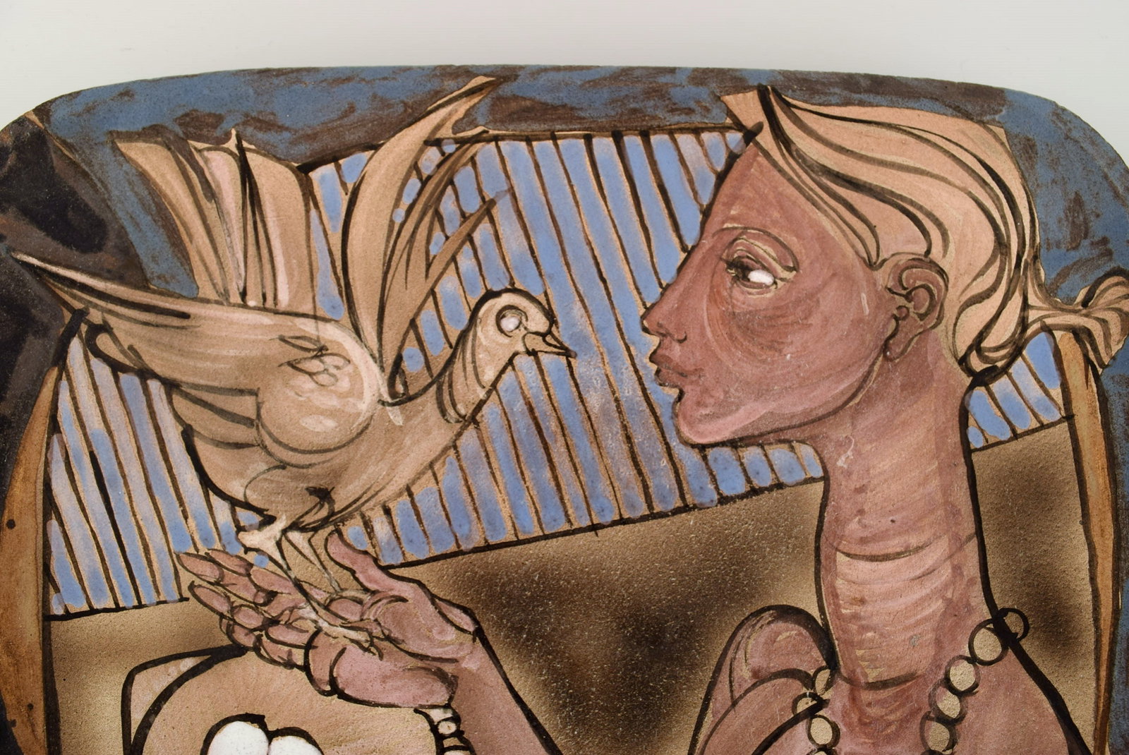 Achiel Pauwels (b. 1932), Belgium. Unique dish in glazed hand-painted ceramics. Naked woman and - 2