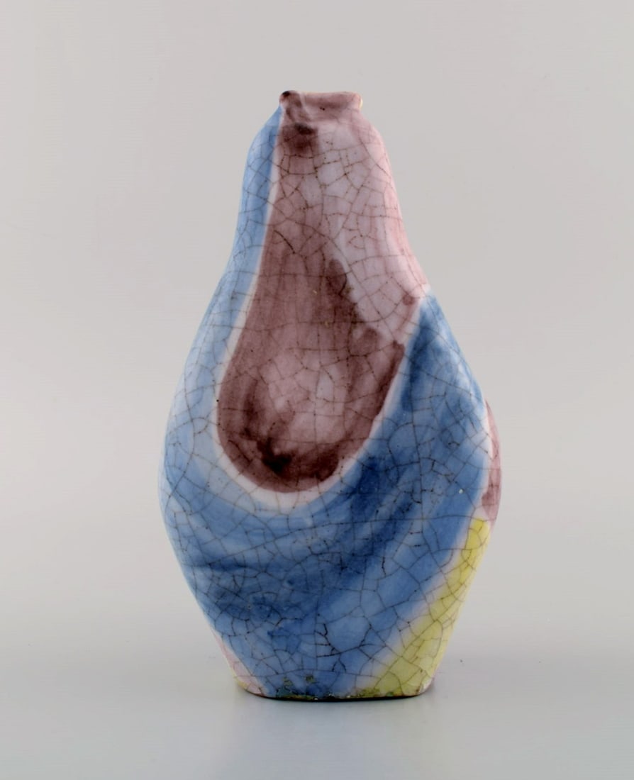 Marcello Fantoni (b.1915), Italy. Unique vase in glazed ceramics. Beautiful polychrome glaze. 1960s. - 2