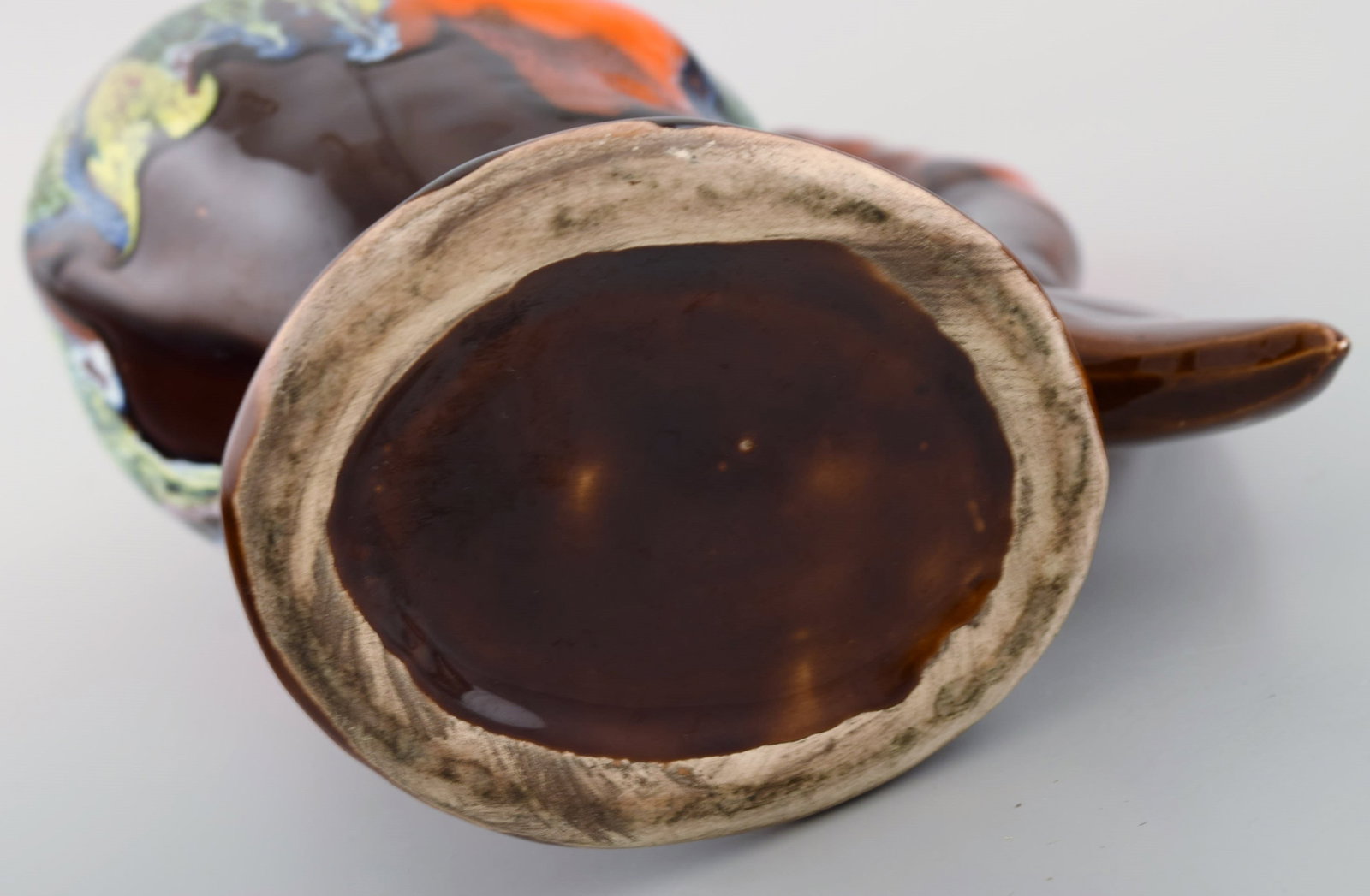 Belgian studio ceramicist. Retro jug in glazed ceramisc shaped like a fish. Beautiful glaze in brown - 7