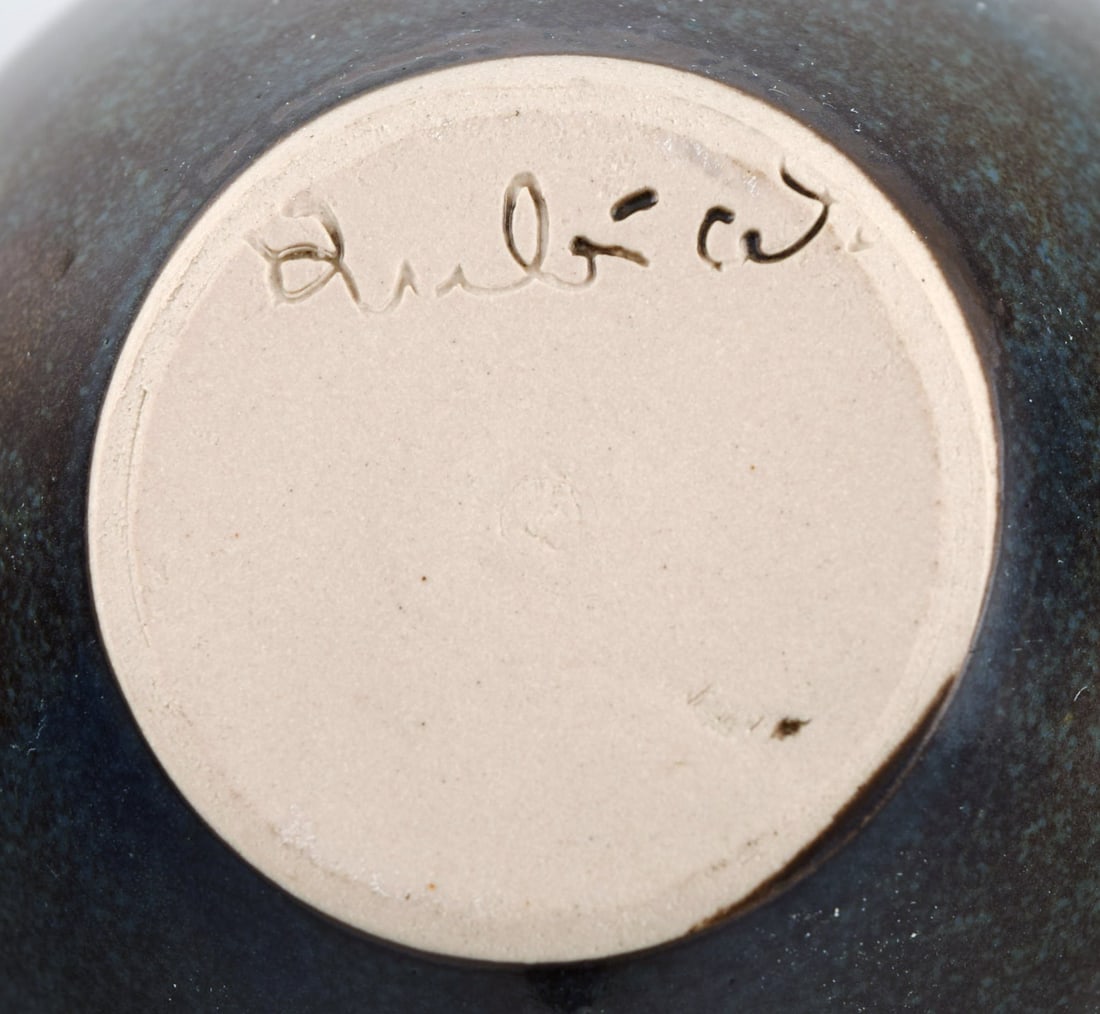 European studio ceramicist. Unique vase in glazed stoneware. Beautiful glaze in blue and brown - 6