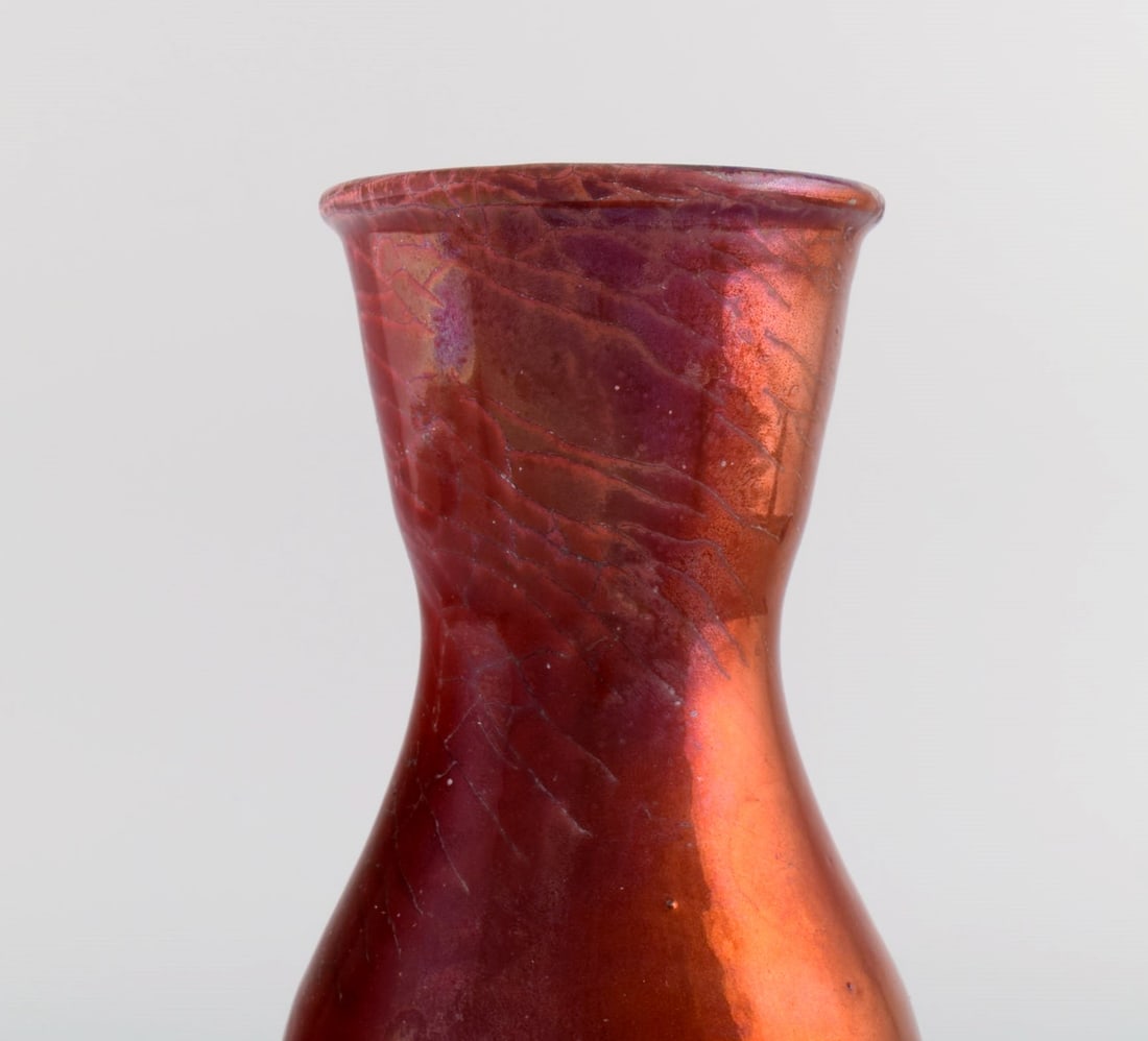Karl Hansen Reistrup for Kähler. Antique vase in glazed ceramics. Beautiful luster glaze. - 5