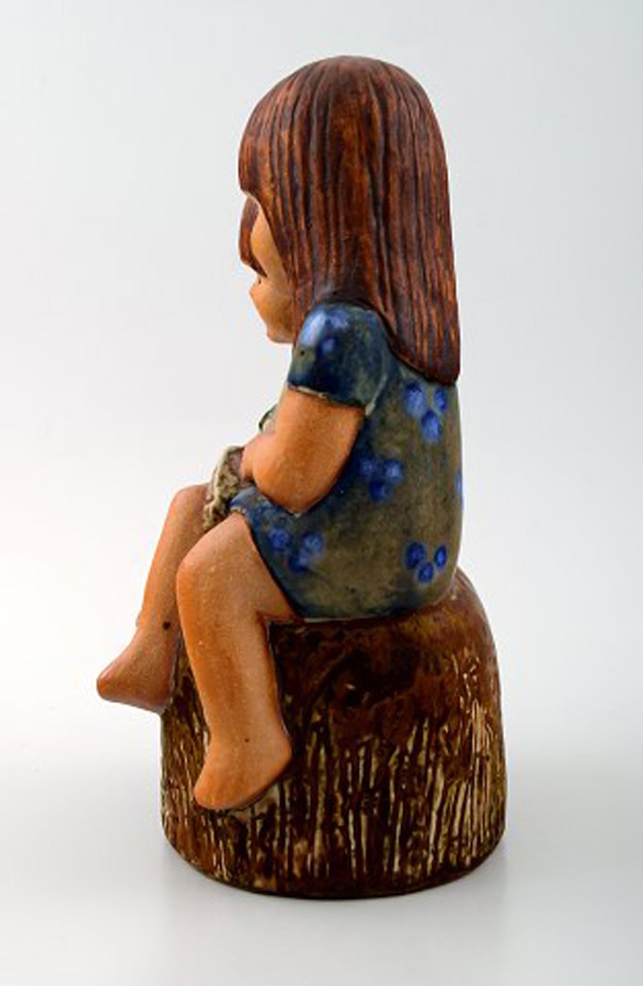 RARE FIGURE, Lisa Larson, "Siblings", glazed pottery, tagged Lisa L K-studio Gustavsberg, Sweden. - 2