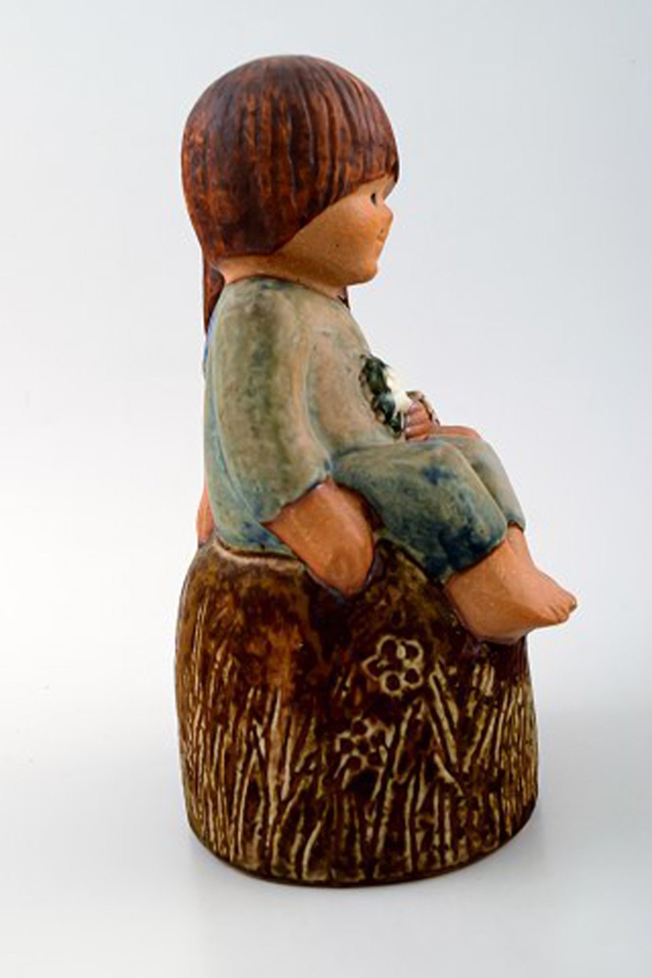 RARE FIGURE, Lisa Larson, "Siblings", glazed pottery, tagged Lisa L K-studio Gustavsberg, Sweden. - 4