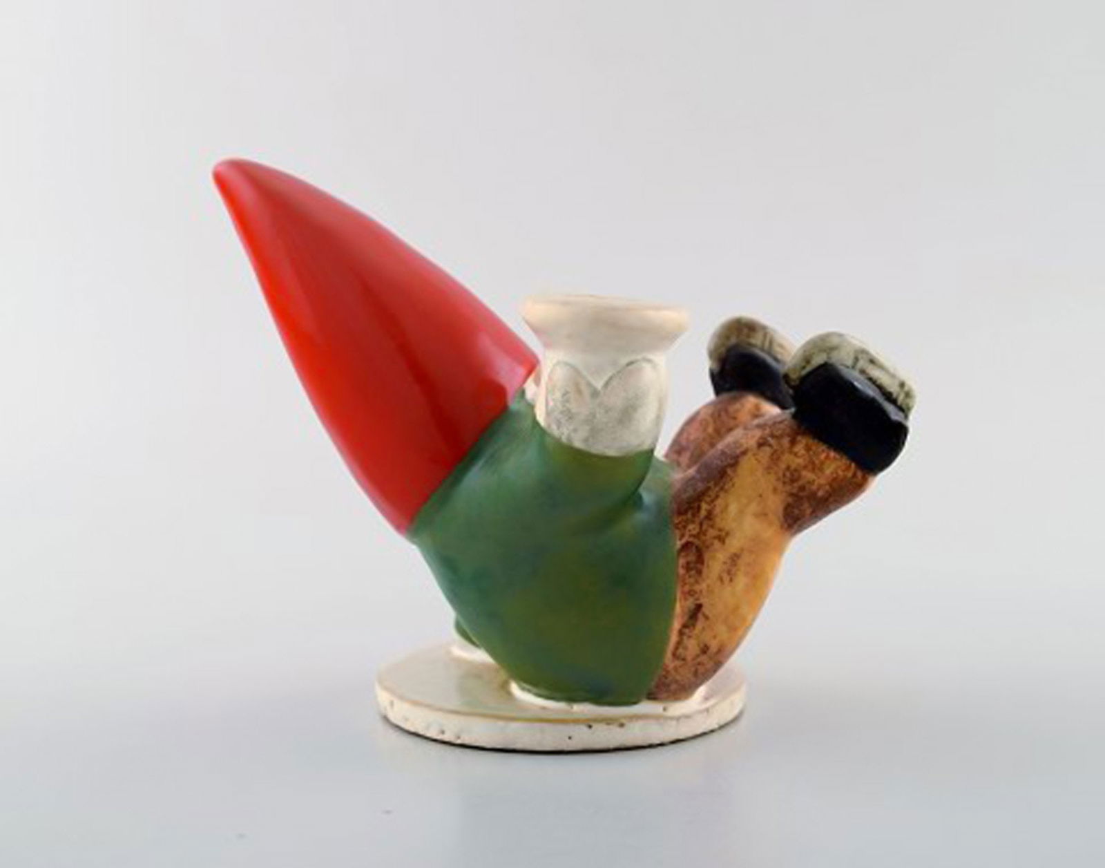 Rare Lisa Larson candlestick for Gustavsberg. Santa on skates. Glazed stoneware. 1995. - 3