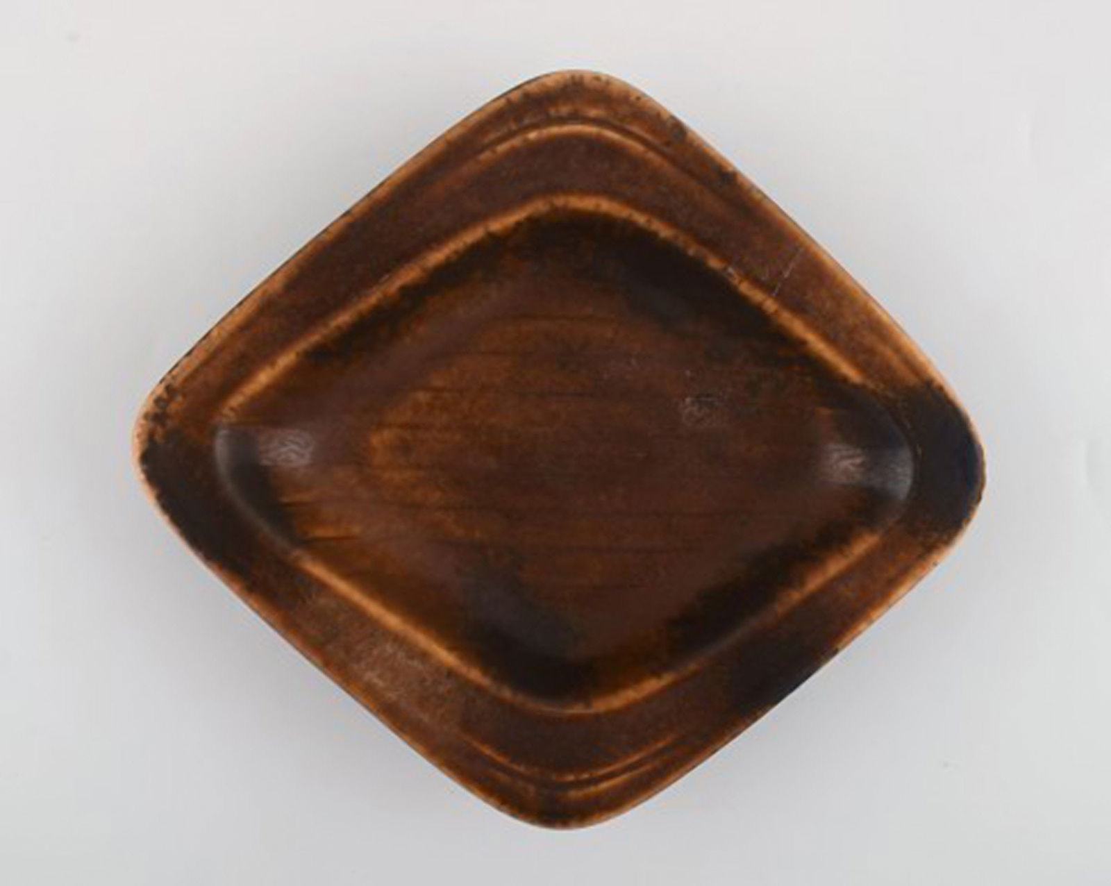 Gunnar Nylund for Rörstrand. Square dish in glazed stoneware. Beautiful glaze in brown shades. - 2