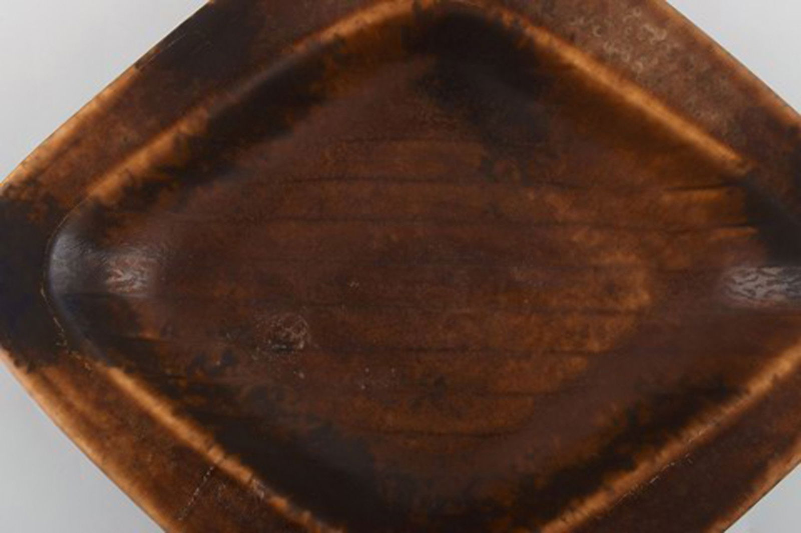 Gunnar Nylund for Rörstrand. Square dish in glazed stoneware. Beautiful glaze in brown shades. - 5