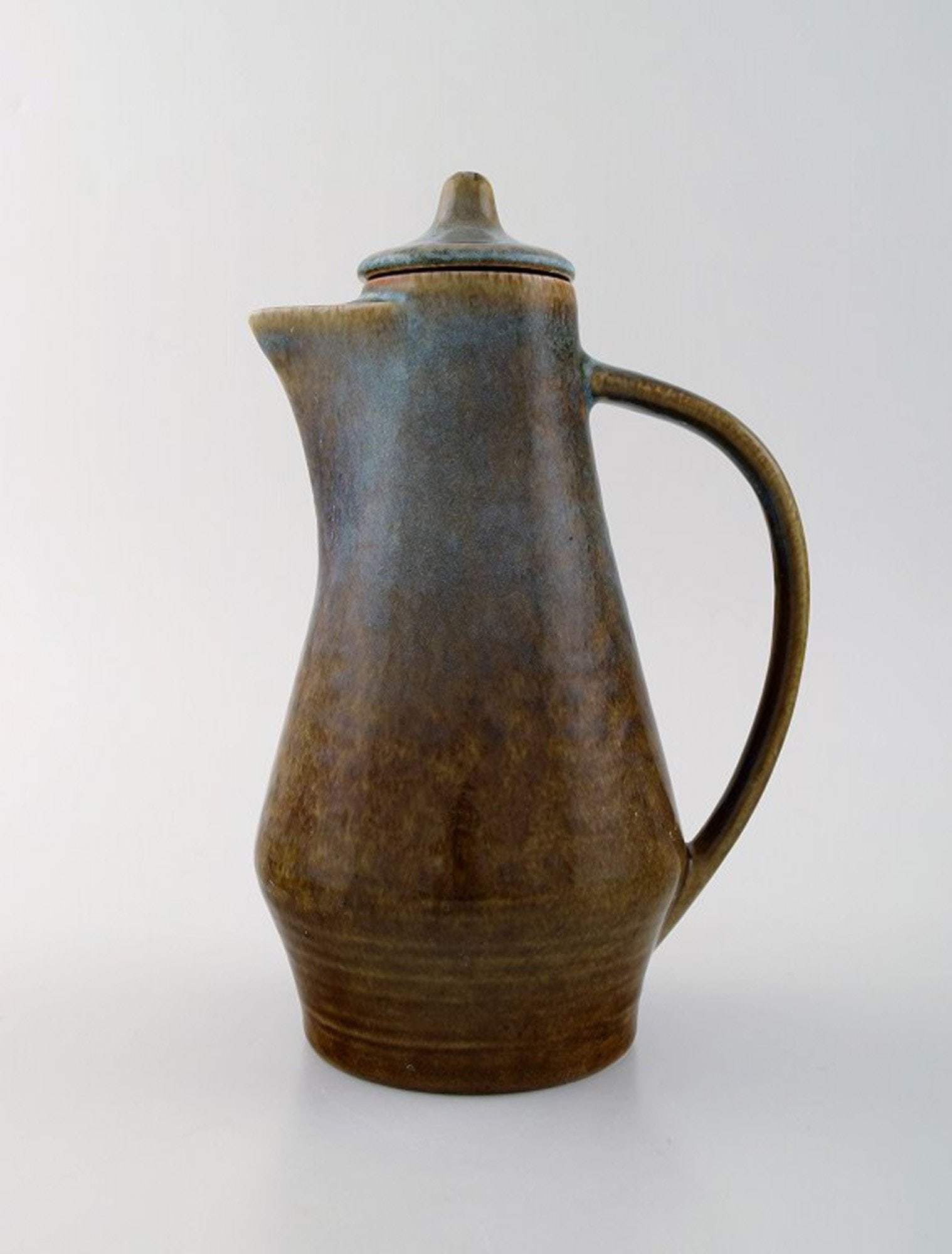 Carl Harry Stålhane for Rörstrand. Jug with lid in glazed stoneware.: Title: Carl Harry Stålhane for Rörstrand. Jug with lid in glazed stoneware. Description: Carl Harry Stålhane for Rörstrand. Jug with lid in glazed stoneware. Beautiful glaze in blu